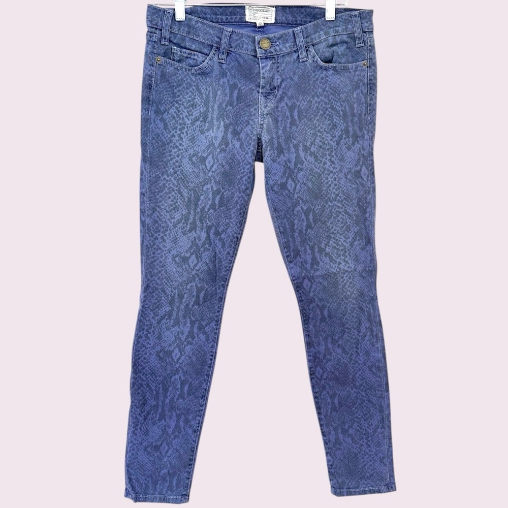 Current/elliott periwinkle snakeskin ankle skinny jeans